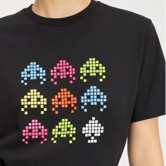 ♠️Kate Spade New York X Space Invaders Graphics Short Sleeve Tee, Black  NEW NWT - Picture 3 of 6